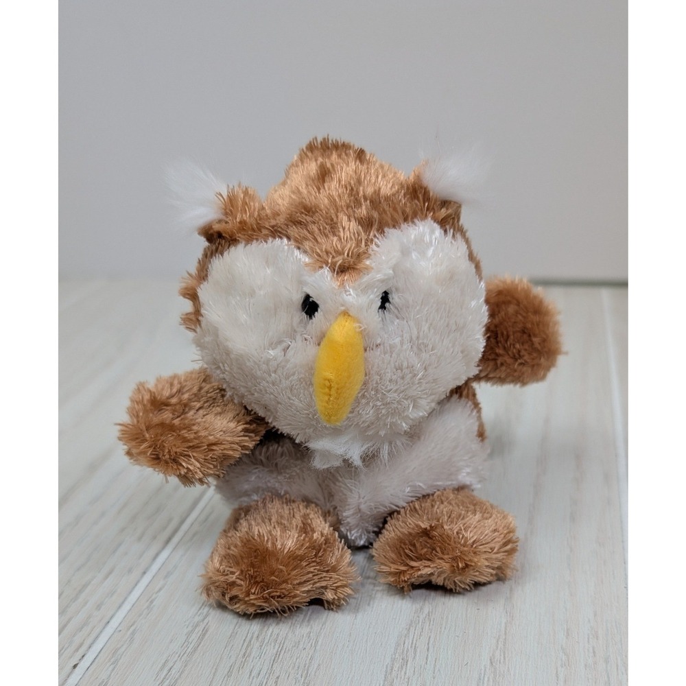 Russ Luvvies Geoff Owl Plush small Brown White Stuffed Animal Bird beanbag